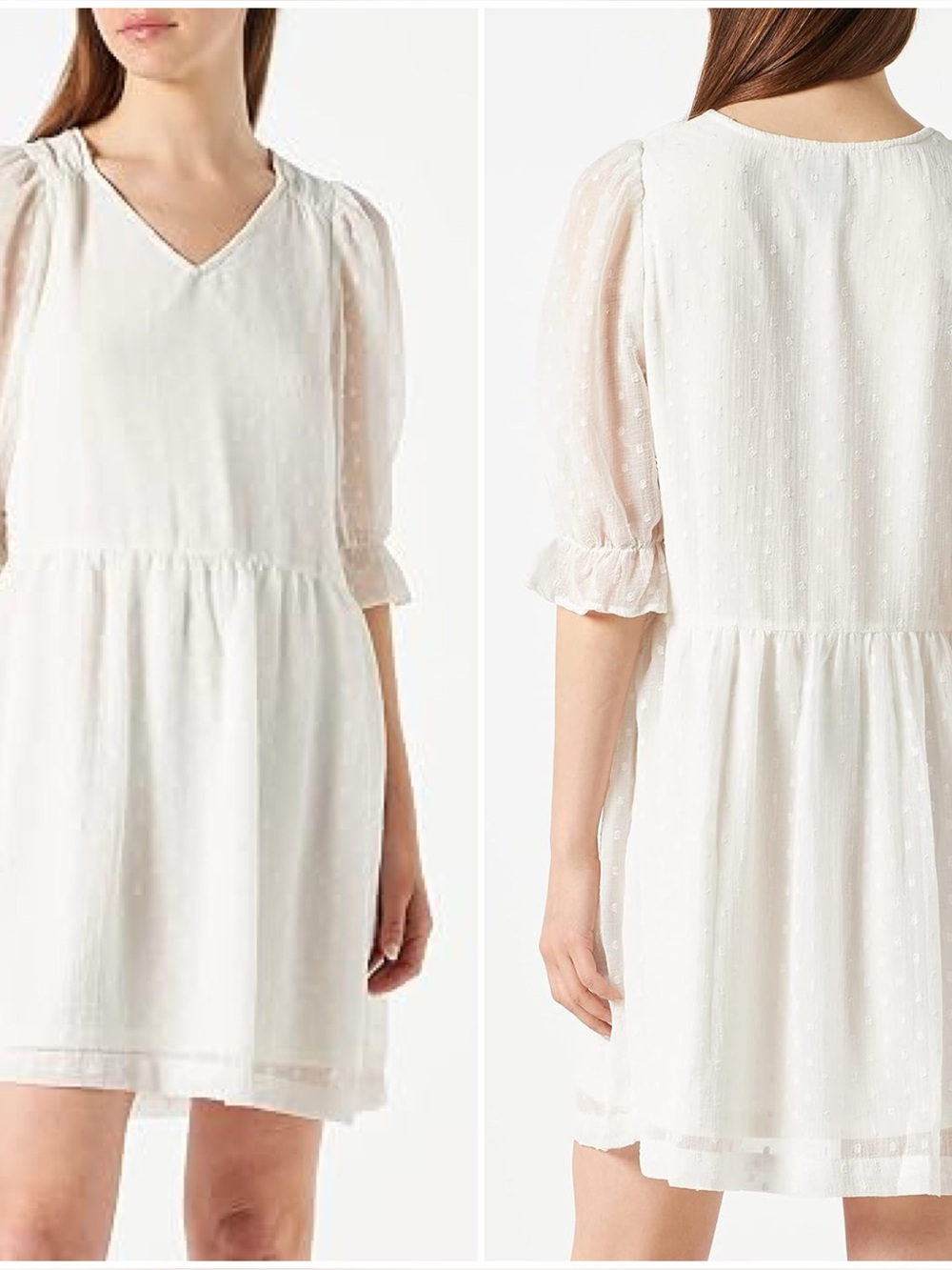 ICHI White Baby Doll Dress NWT